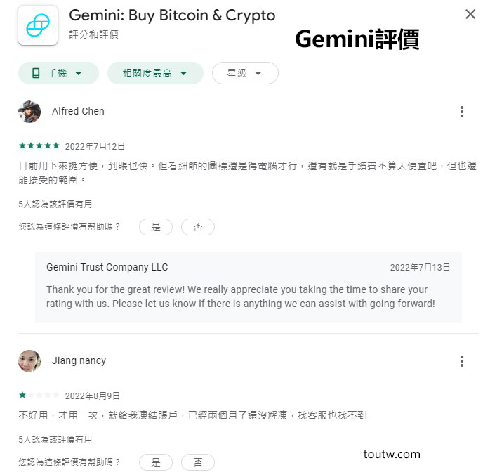 Gemini用戶評價